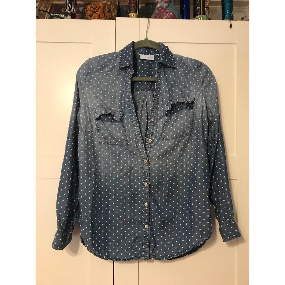 Polkadot Denim Button Down